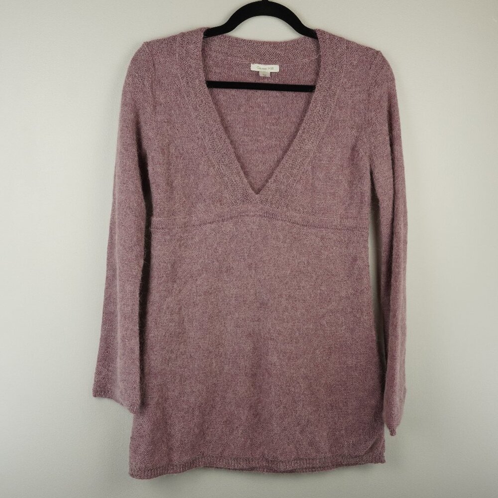 Garnet Hill Light Purple Alpaca Blend‎ V-Neck Tunic Sweater Size XS